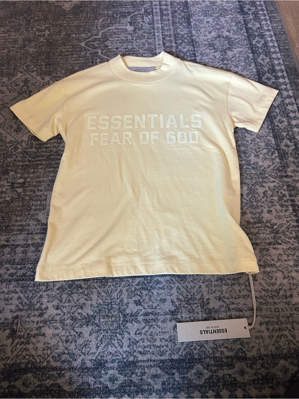Fear of God Kids Pale Yellow Essentials Raised Logo Tee